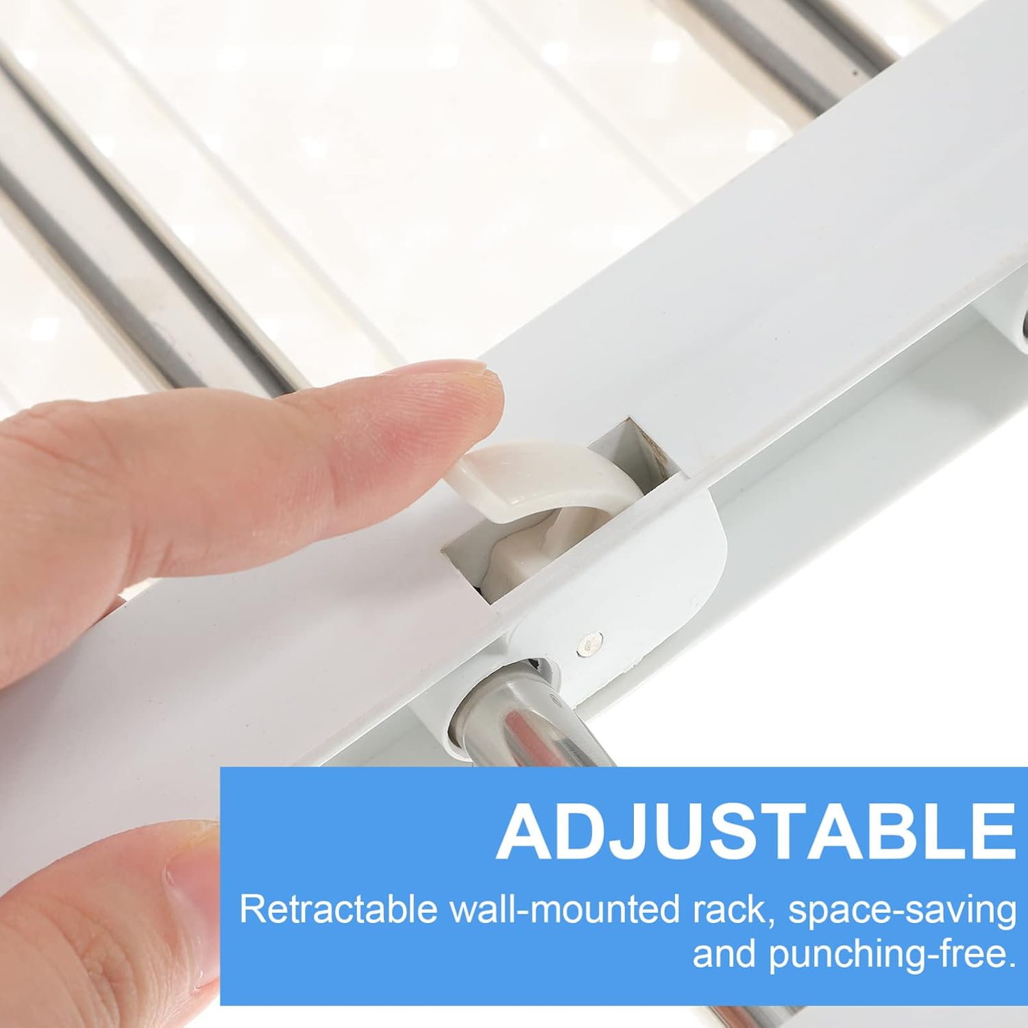 Alipis Retractable Storage Shelf Punch-Free Wardrobe Organizer Adjustable Wall Rack for Bathroom and Closet Sturdy Design Space-Saving Solution