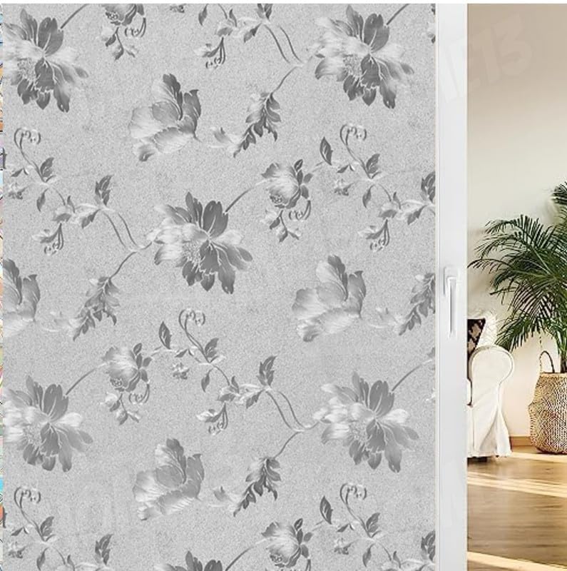 Image of 3D Decorative Glass Film Window Film for Glass Film for Windows Privacy - Frosted Flowers |16 X 84 Inchs