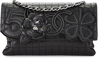 WHAT GOES AROUND COMES AROUND Women's Pre-Loved Chanel Black Lambskin Camellia No.5 Flap Shoulder Bag