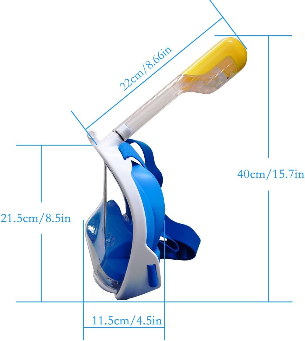 Flyboo maska za ronjenje prikazana iz različitih kuteva, demonstrirajući dizajn i funkcije