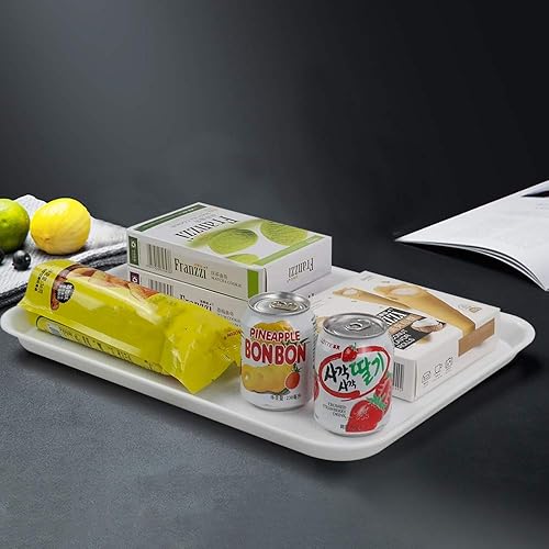 Miniatura 6 de Gloreen Bandeja rectangular de comida rápida, bandejas de café estándar para cafetería, 17.2 x 13.5 pulgadas, juego de 4 (blanco)