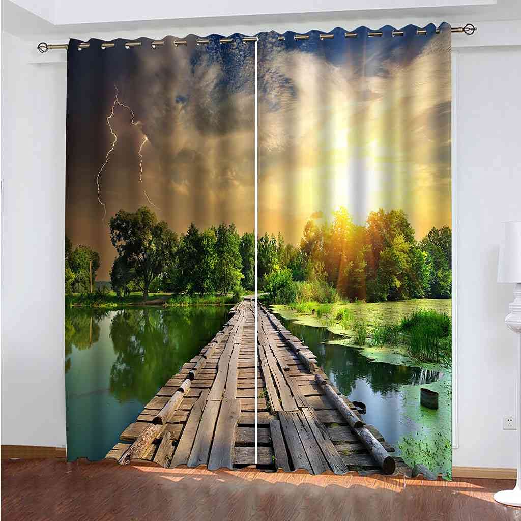 Rideaux de fenêtre coucher de soleil pour chambre d'enfants