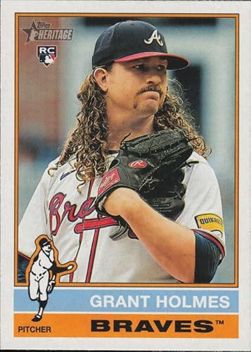 2025 TOPPS HERITAGE #22 GRANT HOLMES RC ATLANTA BRAVES BASEBALL OFFICIAL TRADING CARD OF MLB