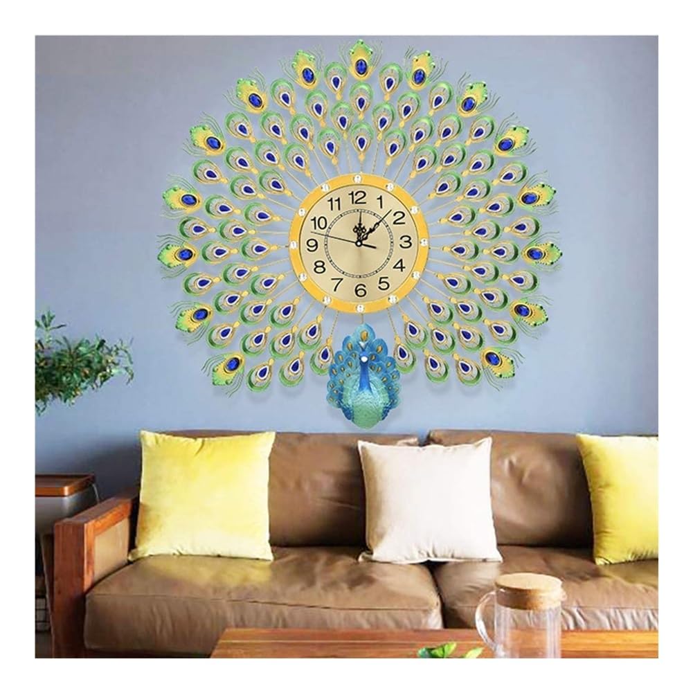 Orologio da parete, 73,7 cm foglia Cristalino El Pavo Real, con numeri arabi decorativi per soggiorno camera da letto