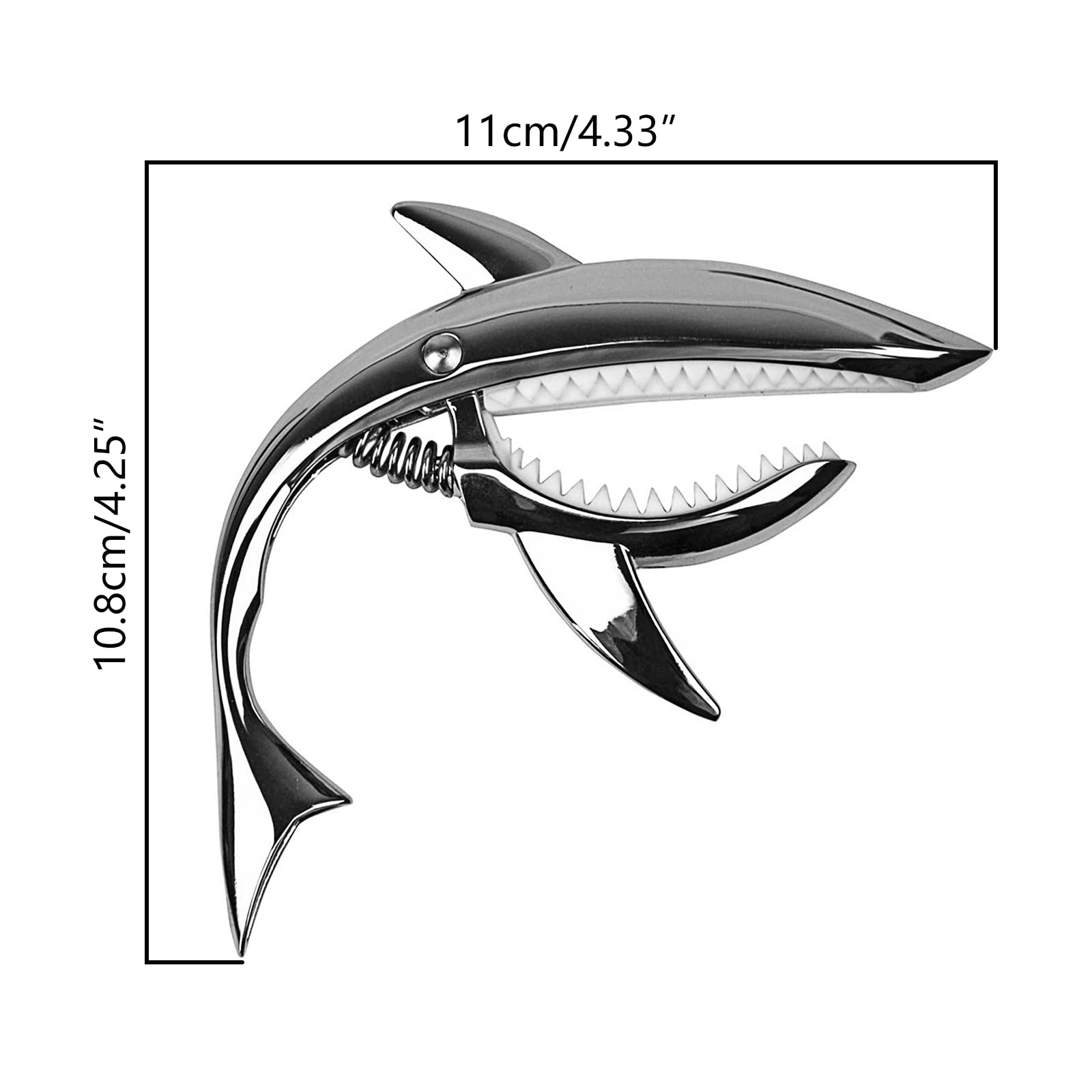 Musiin Shark Guitar Capo - Suitable for Electric Acoustic, Classical Guitars, Ukulele Zinc Alloy Spring Capo (Silver) - Image 2