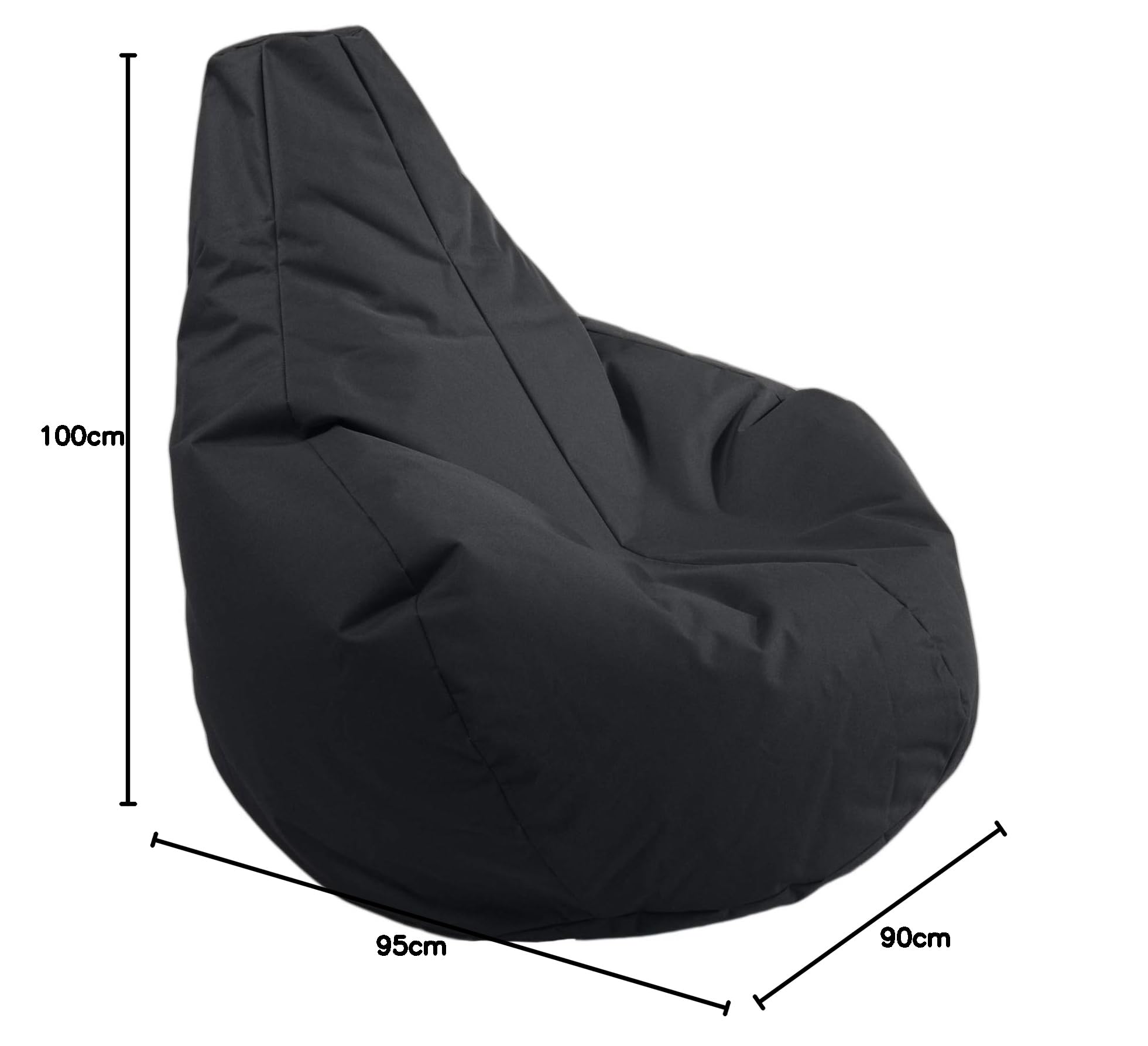 Outdoor & Indoor Sitzsack Gamer mit EPS-Perlen Füllung, Puff, Relax-Sessel, Sitzkissen, Bodenkissen, Bean Bag, 225L Schwarz
