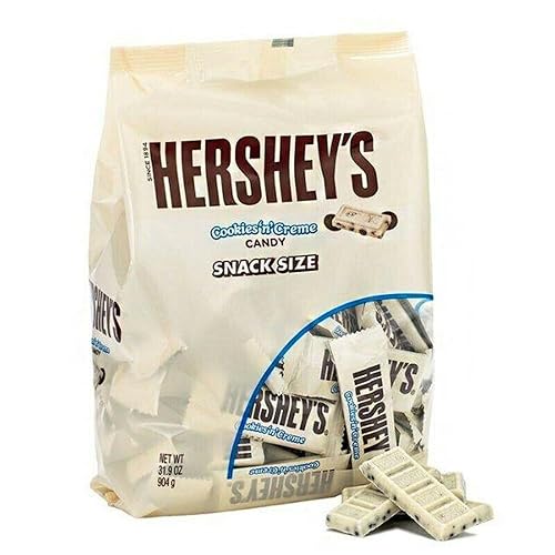 Hershey's Galletas 'n' Creme - Barras de tamaño aperitivo, barras de caramelo de chocolate con leche blanca, paquete a granel de 4 libras