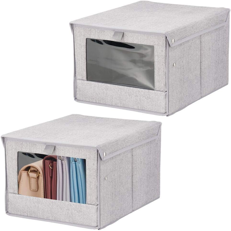 mDesign Set of 2 Large Storage Boxes with Lid and Viewing Window