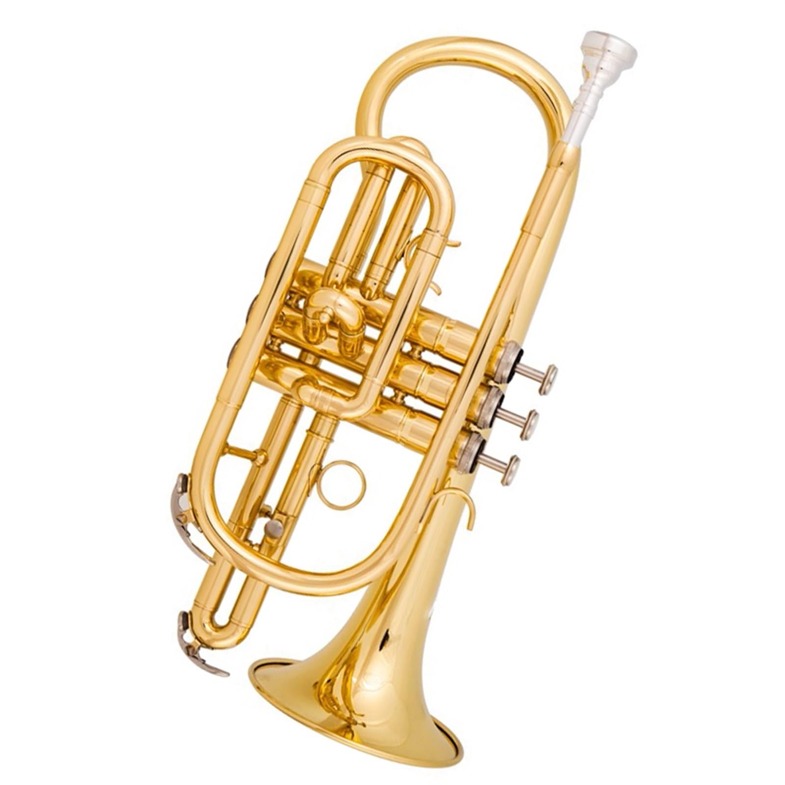 trompeta instrumento de metal Instrumento De Corneta Plana B, Instrumento De Trompeta Portátil Con Número De Palma, Modelo Dorado Para Principiantes