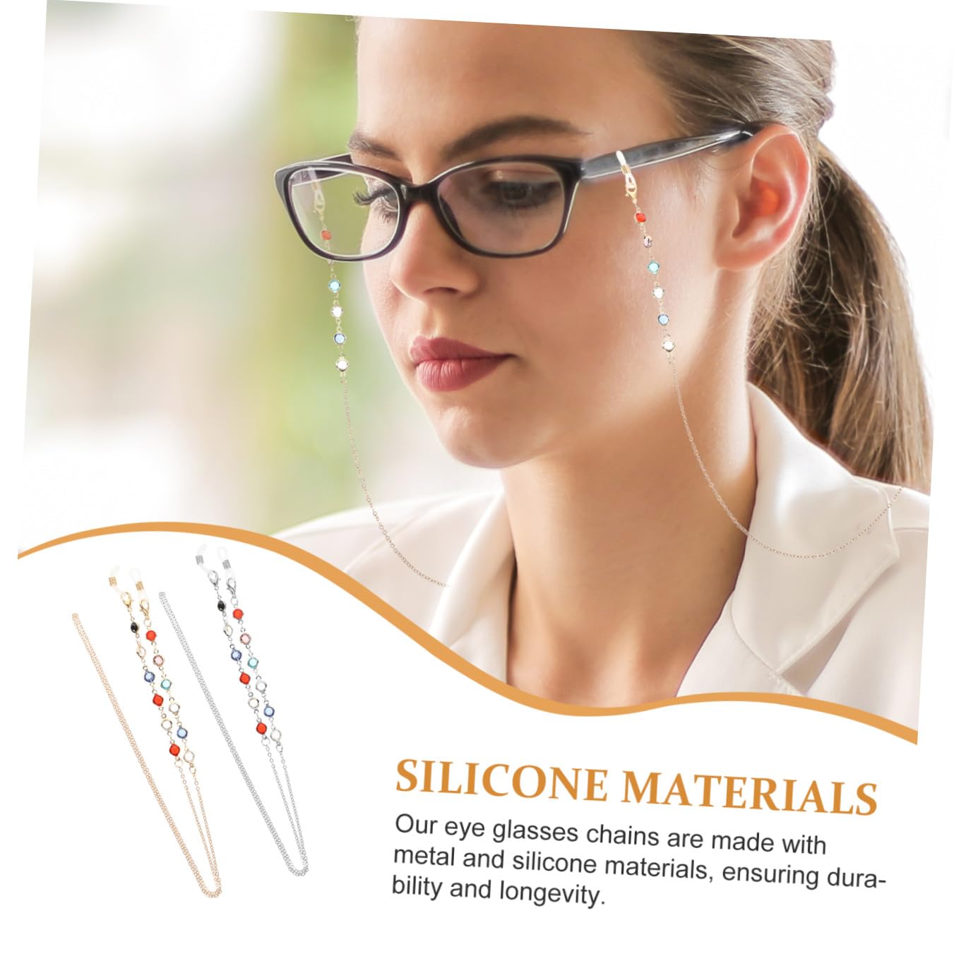 Ipetboom Cadena De Gafas Cable Gafas De Sol Para Mujer Cadena De Anteojos Accesorios Moda Cadena Para Colgar Gafas En El Cuello Collar De Máscara Gel De Sílice