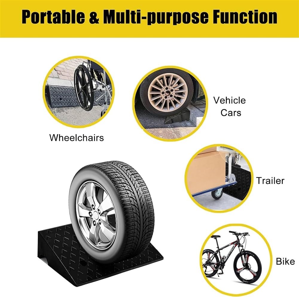 2Pack Rubber Threshold Ramp,Solid Doorway Entry Ramp for Doorways Driveways Stairs Bathroom Curbside,6600Lbs Capacity(13cm/5.1in)