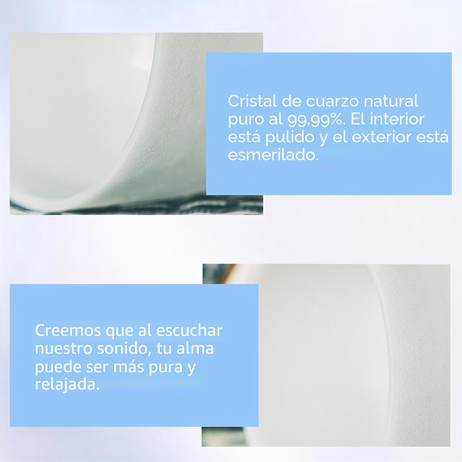 Hye-eun Juego de cuencos cantores de cristal, 432 Hz, 18-30 cm, con bolsa de transporte, 7 piezas, chakra de cuarzo esmerilado, cuenco cantor (17,8 – 30,5 cm)