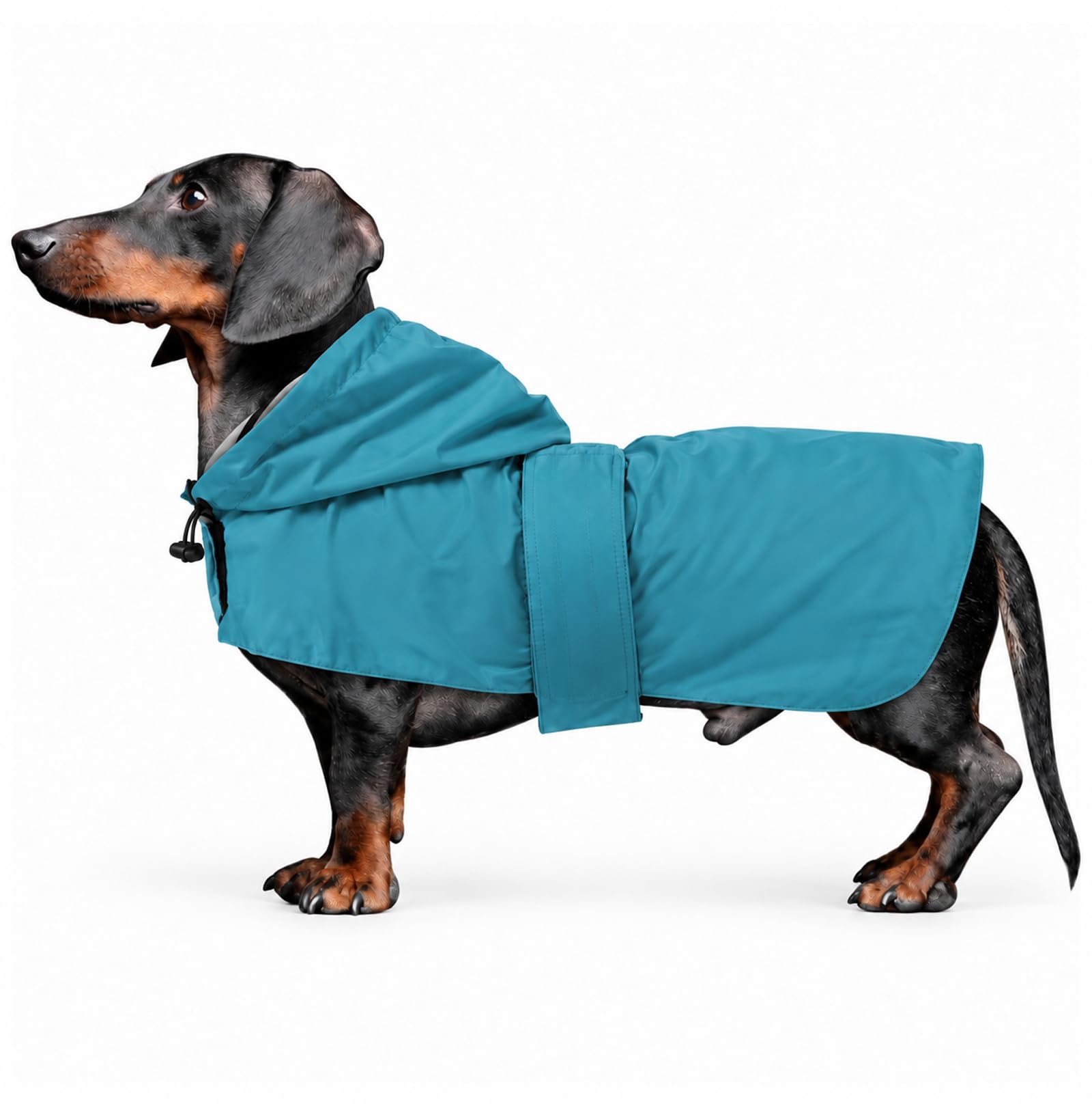 Morezi Dachshund coat miniature dachshund coats fit for dachshunds sausage dog rain coat with hoodie hook and loop closure great coverage Blue M