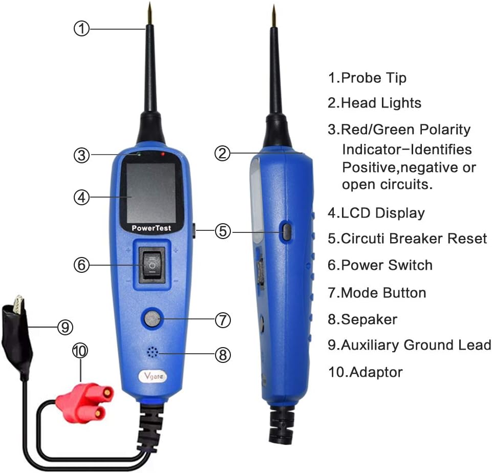 Exclusive Discount 60% Price PT150 Power Tester of Vgate Vehicles Electrical System Diagnostics, 12V/24V Automotive Circuit Tester with LED Flashlight