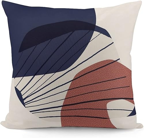 Fundas de almohada decorativas geométricas modernas de mediados de siglo estilo bohemio estéticas abstractas color azul marino naranja quemado