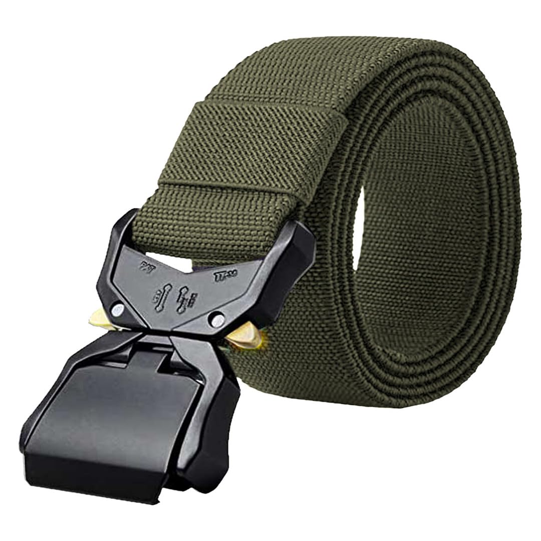 D555 Tactical Stretch Webbing Belt Kingsize Heavy Duty Quick Release Buckle Dale (Khaki, 8XL)
