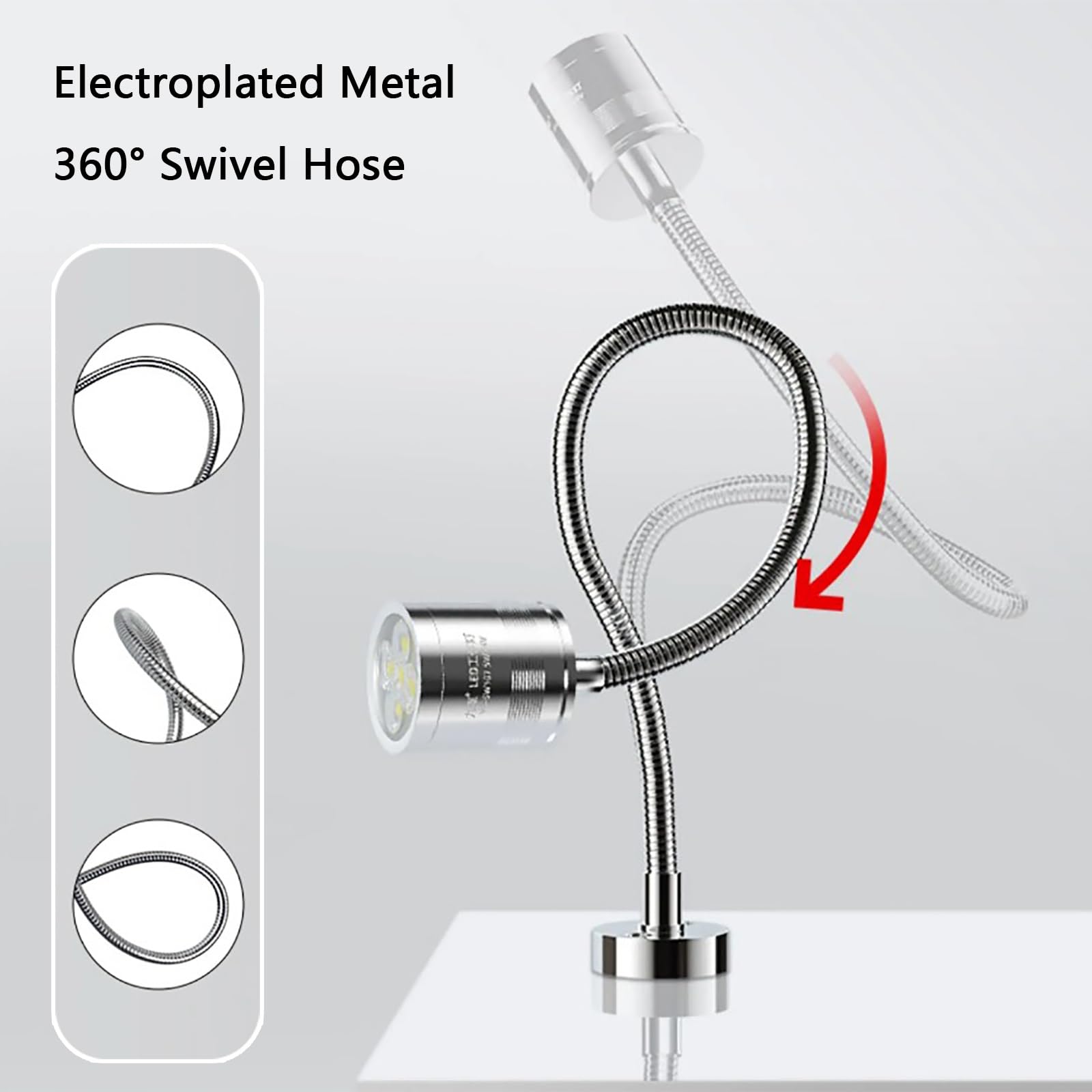 Lampada da Lavoro Industriale, Lampada per Macchine Utensili con Collo D'oca Flessibile e Base in Lega di Alluminio per Torni, Macchine da Cucire, Banchi da Lavoro(5W 110~220V)
