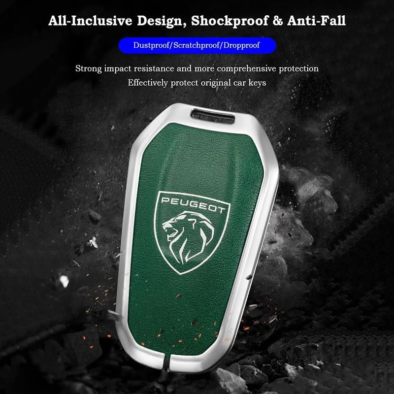 Car Key Case for Peugeot 408 4008 308 3008 508 5008 2008, Creative Key Case Cover, PU Leather Large-Capacity Car Key Protective Bag,A Black