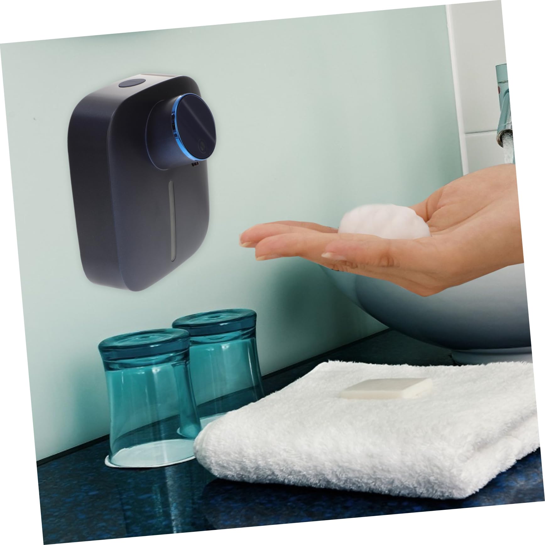 PRETYZOOM Distributore Automatico senza Contatto Distributore di Sapone Ricaricabile da Parete per Schiuma di Sapone Realizzato Sicuro e Durevole per Cucina e Bagno
