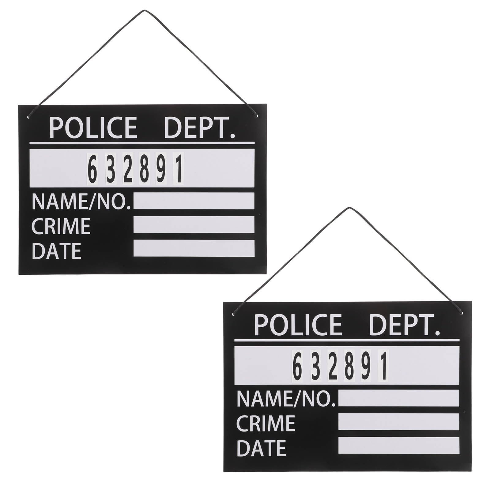 RUNROTOO 2pcs Number Prison Board Prop, Hard Paper Mugshot Sign, Prisoner Costume Cosplay Photo Booth Party Decoration Prop