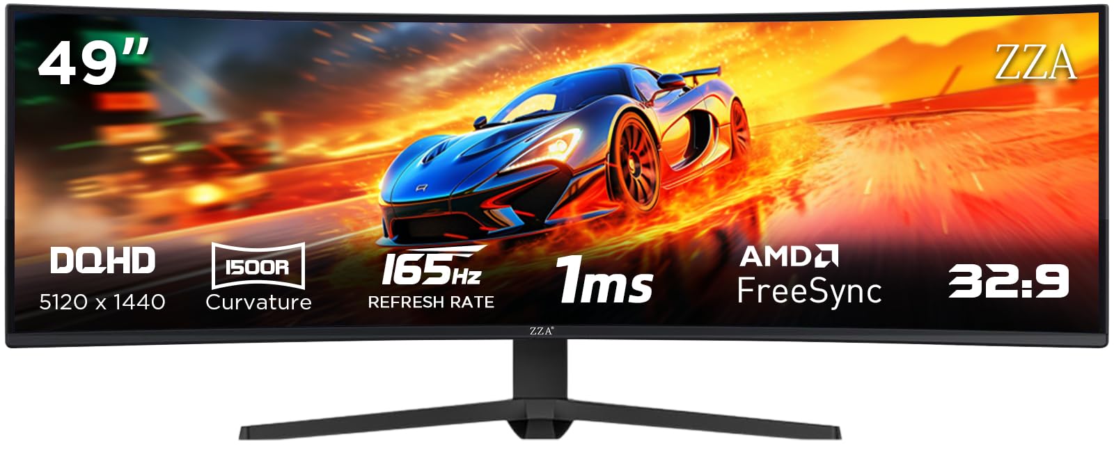 Photo 1 of ***DAMAGED SCREEN -SELLING AS PARTS ONLY*** ZZA 49 Inch Ultrawide Curved Monitor, 120Hz Refresh Rate, 32:9 Dual QHD 5120x1440 Resolution, 1500R Curvature, 120% sRGB Color Gamut, Height Adjustable Stand, HDMI 2.1, DisplayPort 1.4