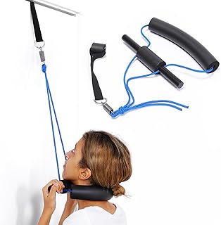 Cervical Neck Traction Device Over Door Home Use for Neck Pain Relief, Portable Neck Stretcher Strap for Spinal Decompression or Physical Therapy, Restore Natural Curve of Neck