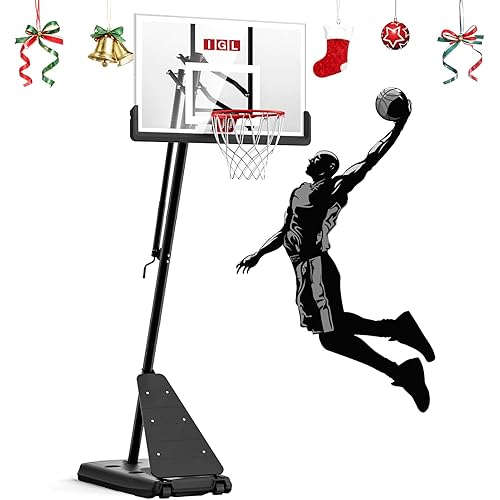 IGL Basketball Hoop Outdoor with 52 Inch Shatterproof Backboard, 10FT Height Portable Basketball Hoop Outdoor, Adjustable Basketball Goal System