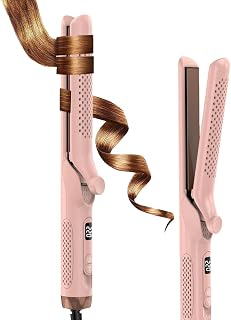 360° Kühlungsluft 2 in 1 Air Glätteisen & Lockenstab, 1,25 Zoll Lockenstab & Haarglätter mit 5,5 Zoll Platten, Langanhaltende Locken, 5 Temperaturen, Dualspannung, Automatischer Abschaltung