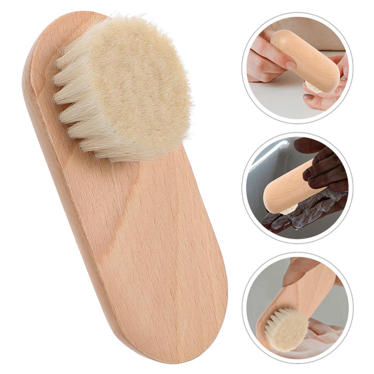 2pcs Multifunctional Manicure Nail Brushes for Cleaning Nails with Beech Wood Handle and Soft Wool Bristles Efficient Scrub Brush for Home and Professional Use