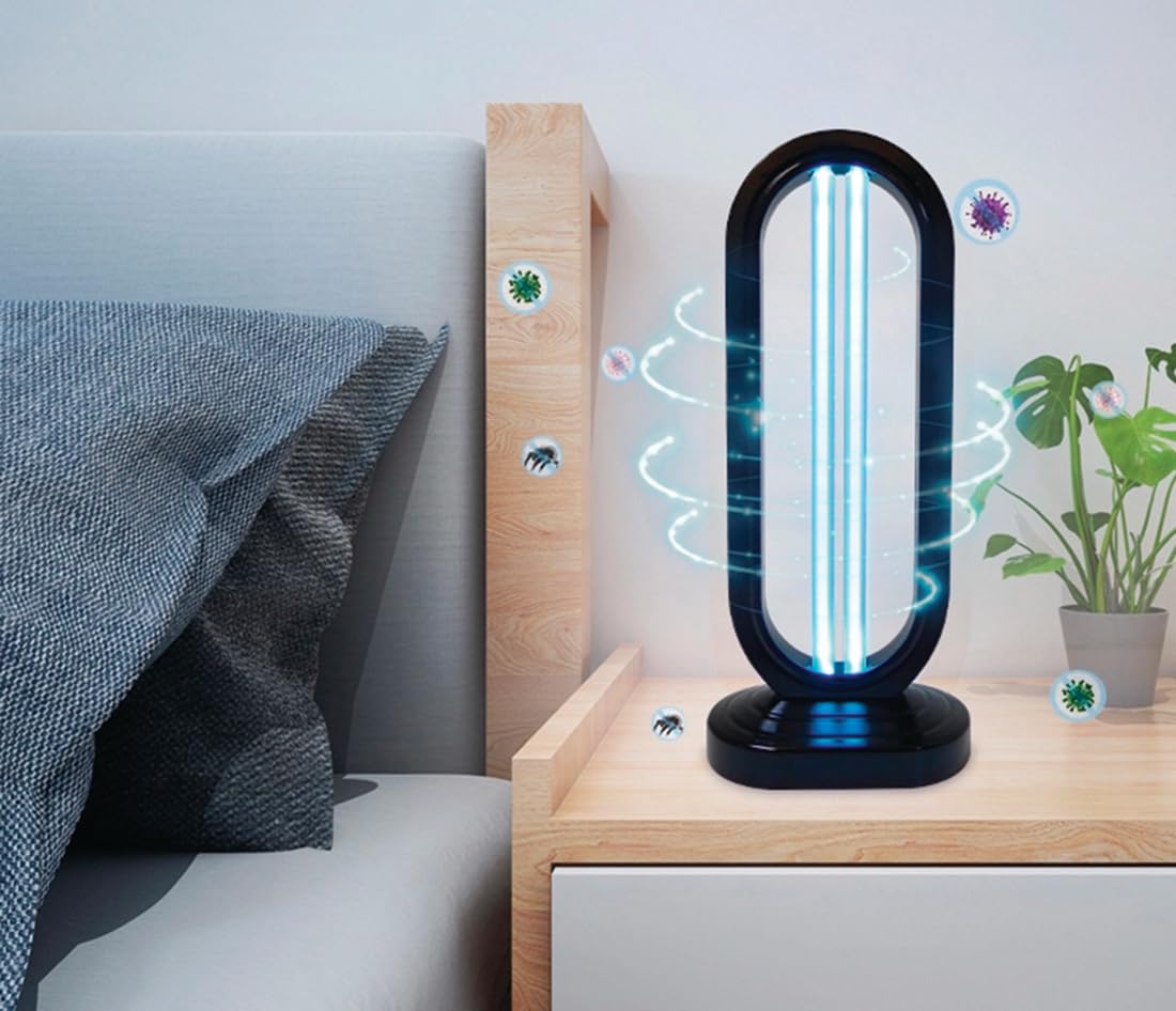 ECODE Lámpara de Luz Ultravioleta UV con Generación de Ozono para Estancias de 45 50 m2, 38W, 10000 Horas - Elimina Malos Olores y Desinfecta