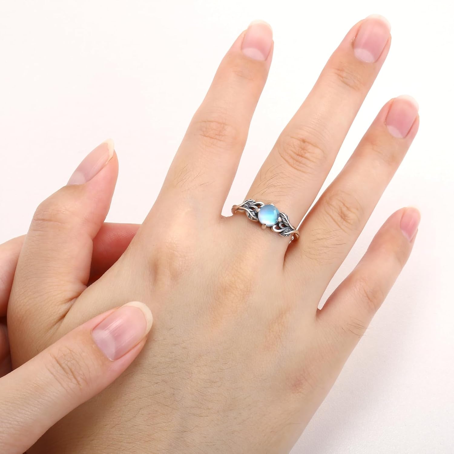 Vintage Moonstone Ring 925 Sterling Silver for Women-Thumb Ring Bohemian Jewelry Gifts for Her - Image 3