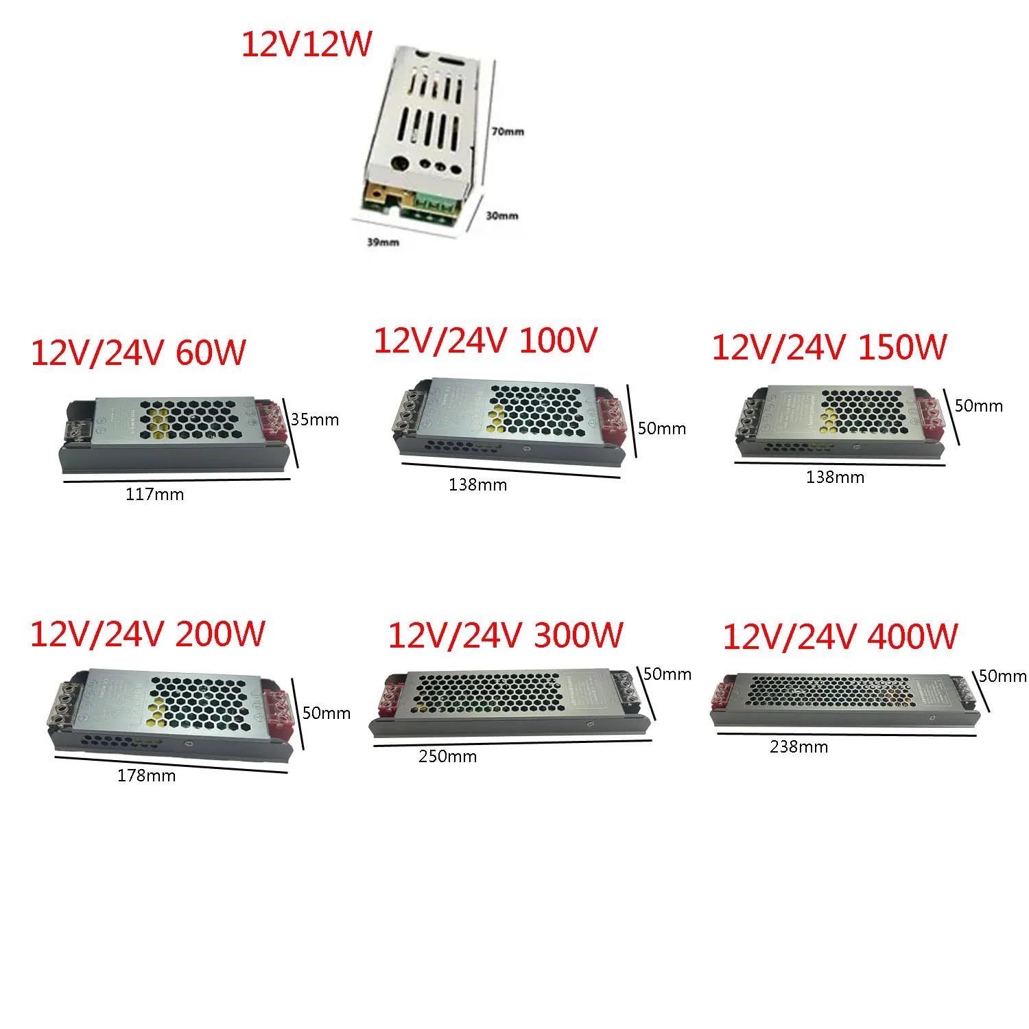 110-250V to 12V 300W Mute Lighting LED Light Driver Power