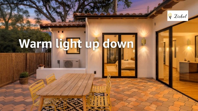 Image of 9 Inch Modern Outdoor Wall Light, Waterproof Gold Up and Down Exterior Wall Sconce, 2-Light Porch Light Fixture for Patio, Garage, Front Door