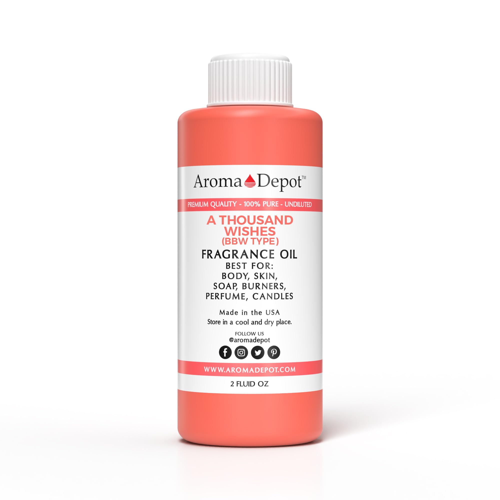 Aroma Depot 2 oz. A Thousand Wishes Fragrance Oil I Perfume I Skin Oil I Scented Oil. Can be Used for Candles, Bath Bombs, Body Butter, Creams and lotions. Works for diffusers, Burners or heaters