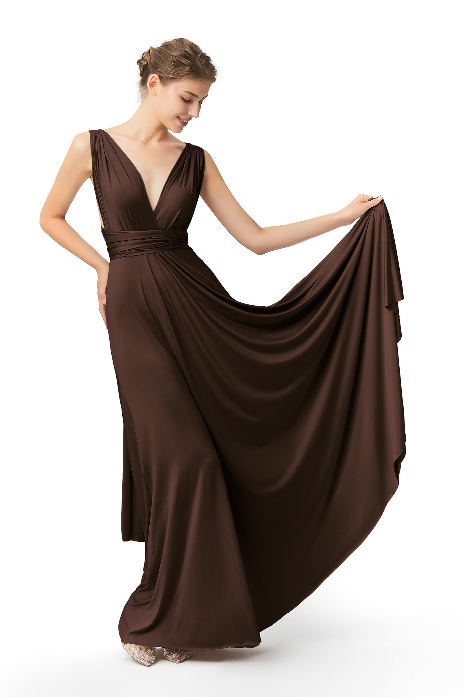 72styles Infinity Kleid für Hochzeitsgast, Multi-Way Wickelkleid Elegante Maxi Lang Abendkleider für Damen Brautjunferkleid Partykleid Abschlusskleid Ballkleid