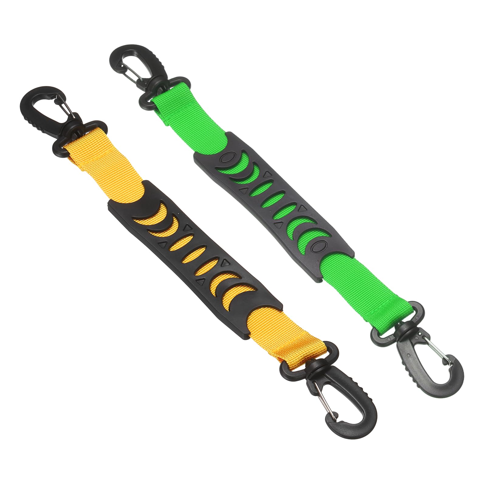 YELARXI Roller Skate Lifter, Skate Leash with Carrying Handle Buckle Fixing Accessory 13 Inch & 2 Pack & Nylon & Yellow/Green - Fitting for (Ski Boots/Snowboard Shoes/Skating Shoes)