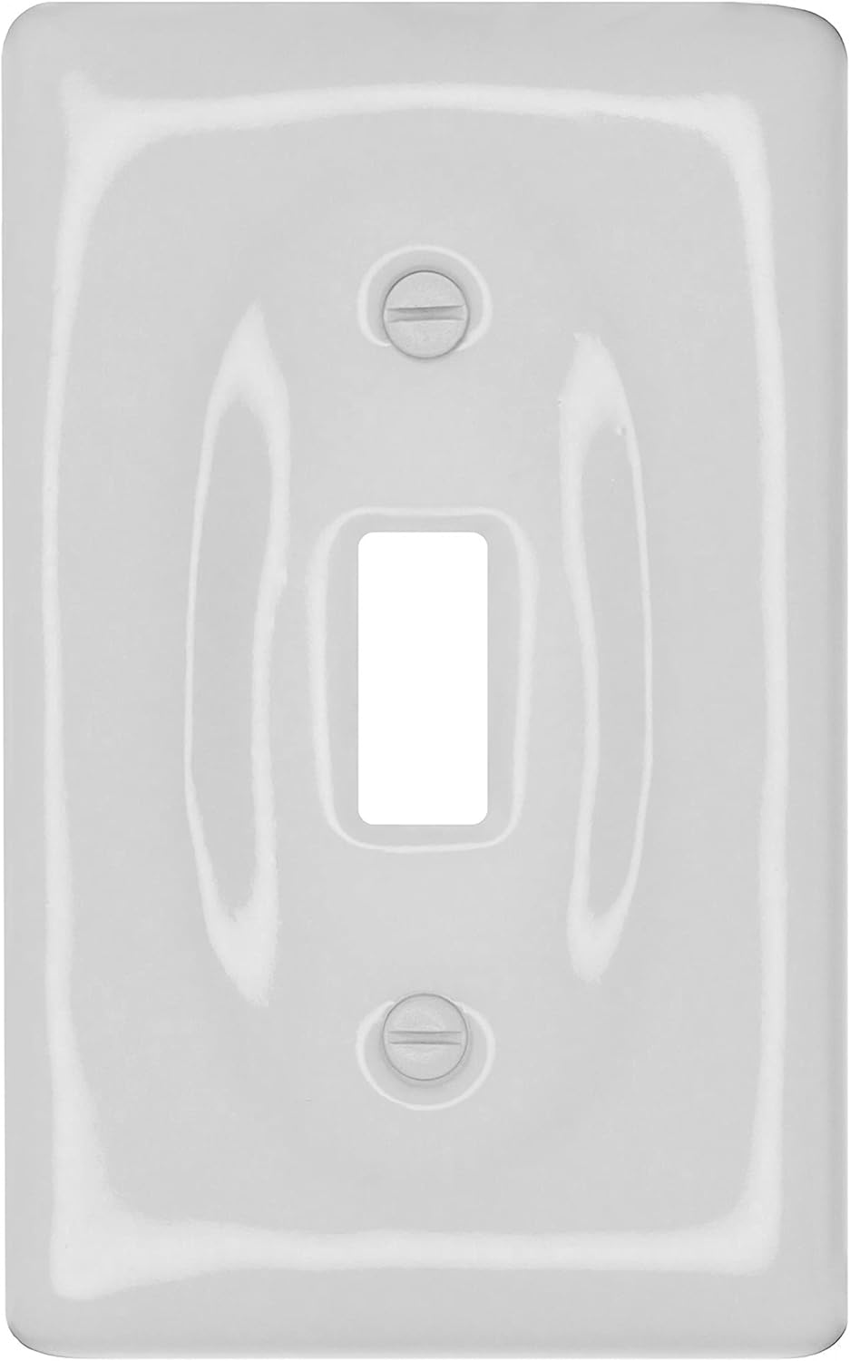 Porcelain Decorative Wall plate, Glazed White, Single Toggle, (4.5" x 2.75" x .375"), for a classy vintage, retro, or modern look._3002T