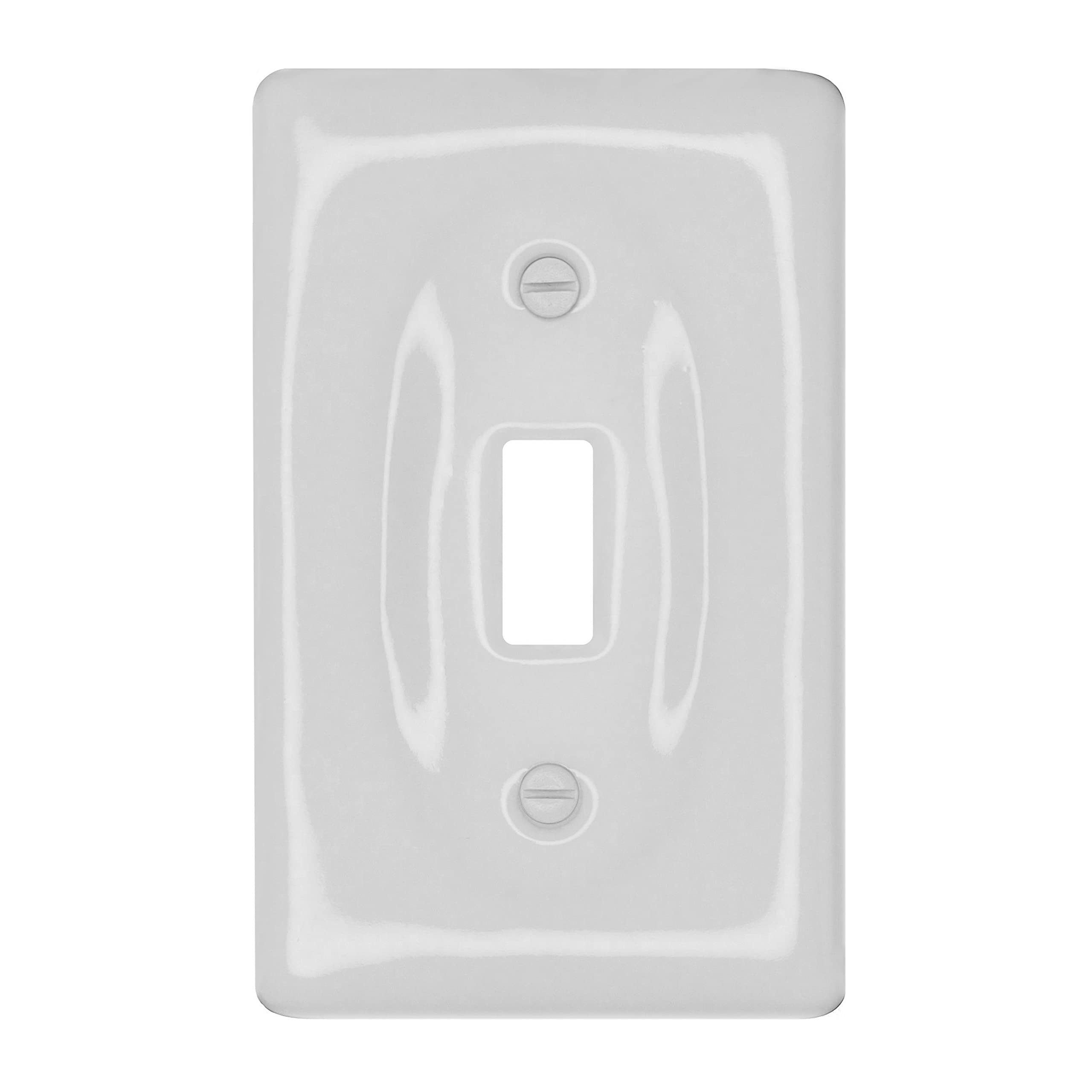 Porcelain Decorative Wall plate, Glazed White, Single Toggle, (4.5" x 2.75" x .375"), for a classy vintage, retro, or modern look._3002T