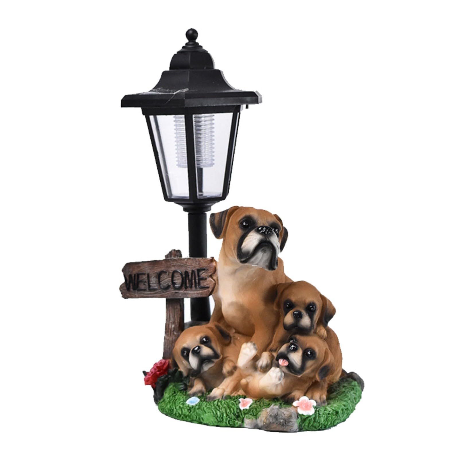 Chien en résine pour jardin avec lumière solaire pour une ambiance réconfortante