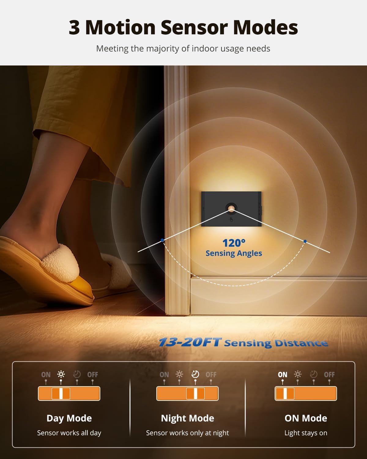 wowatt 6 Packs Rechargeable Motion Sensor Stair Light Black (Magnetic Mounting Design)(Sensor Modes Available)(Lighting Dimmable) Battery Night Lights for Stairway, Hallway, Bathroom