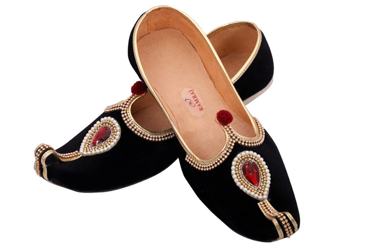 ramraj cotton Ramraj Men's Traditional Premium Black Velvet Jutti,Mojari-picture-19