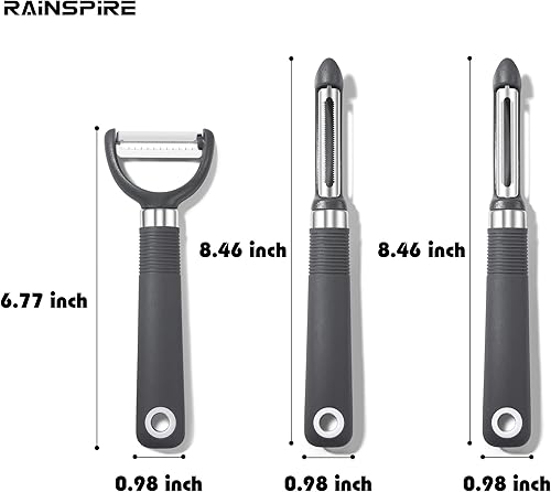 Miniatura 5 de Rainspire Juego de pelador de 3 piezas pelador de verduras giratorio de alta calidad utensilios de cocina pelador de manzana pelador de patatas