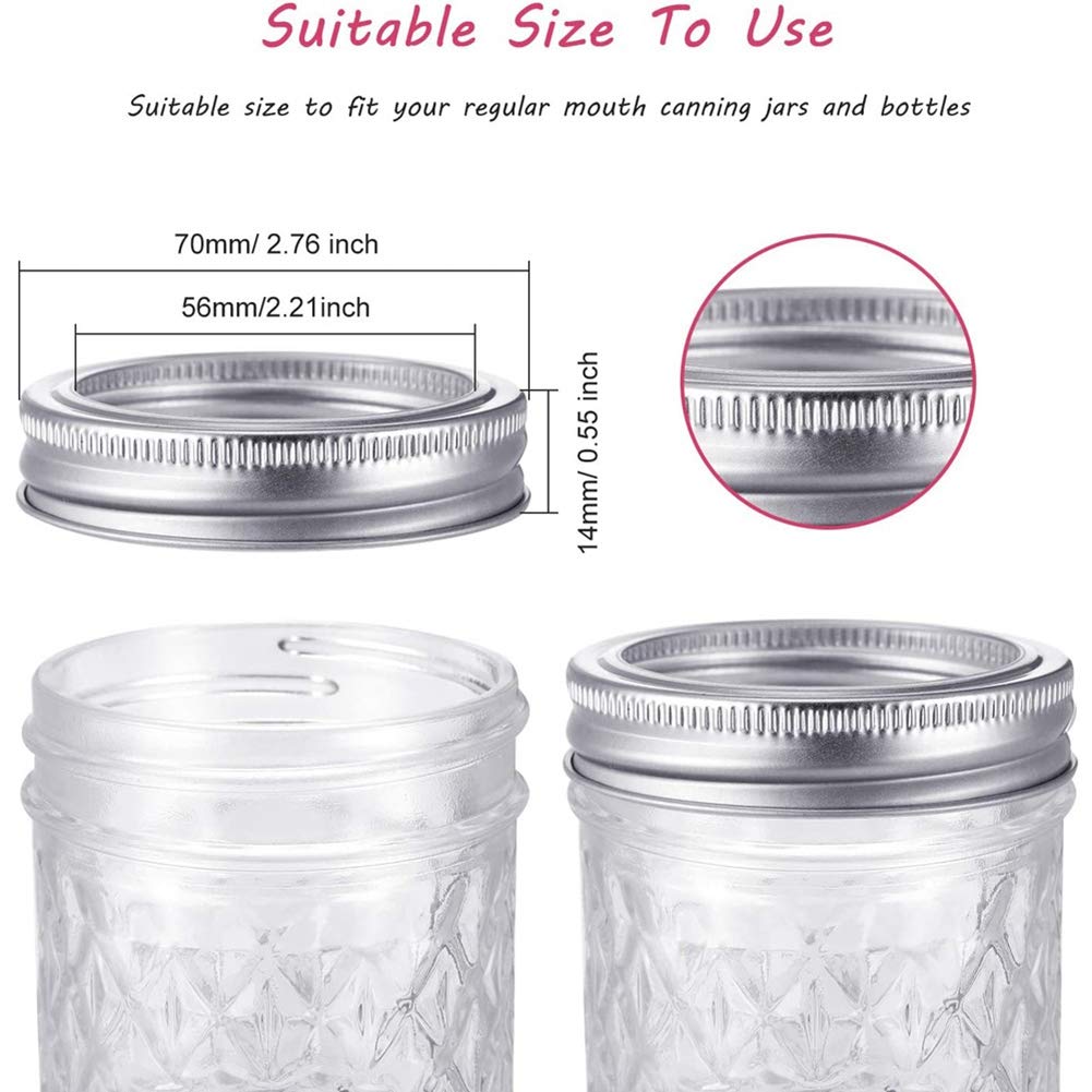12 coperchi in acciaio inox Mason Jar Twist Off, 70 mm, a prova di perdite, per spezie, caramelle, biscotti, marmellata