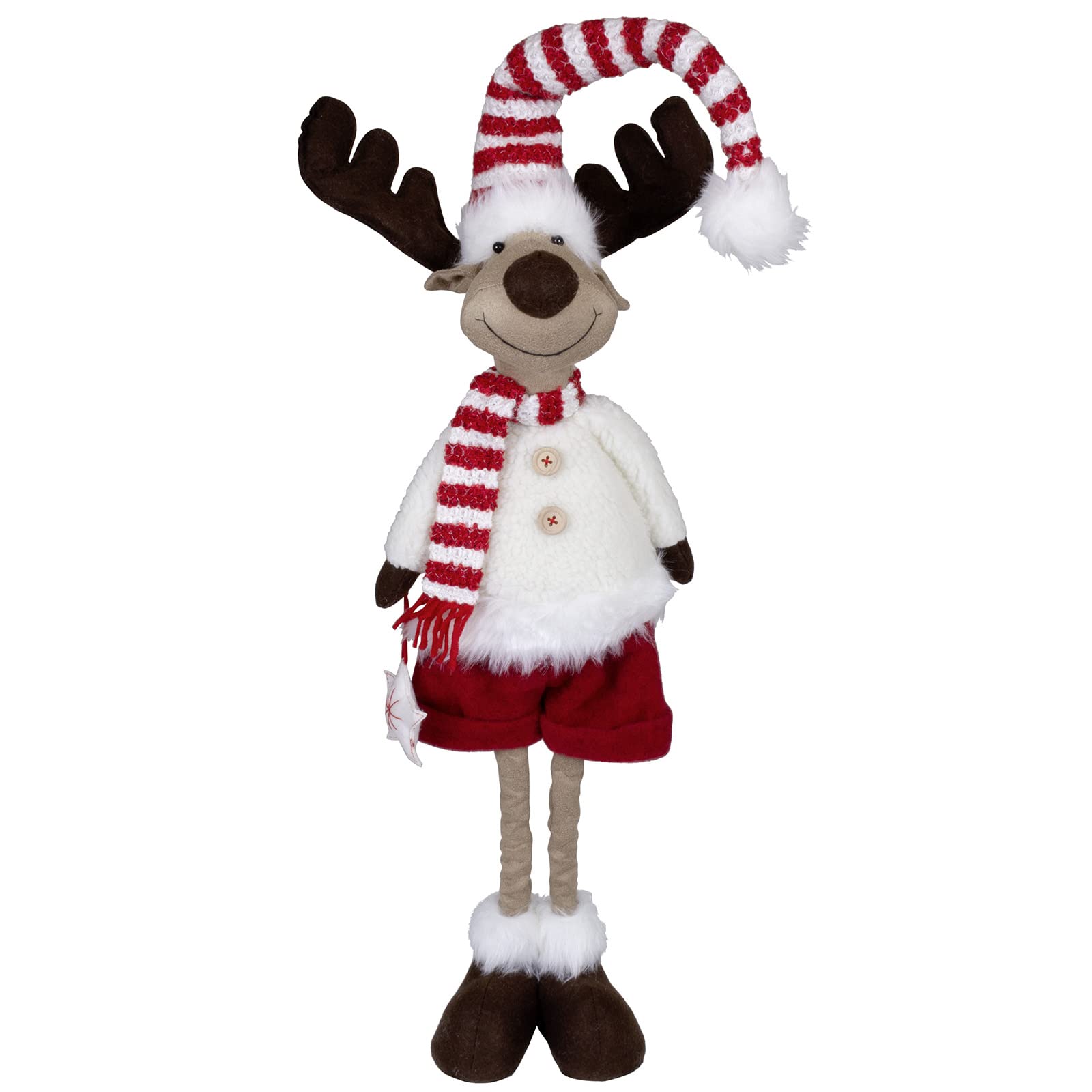 XL Weihnachts-Elch 60cm ausziehbar (80cm) im 2er Set Teleskopbeine Rentier rot-weiß