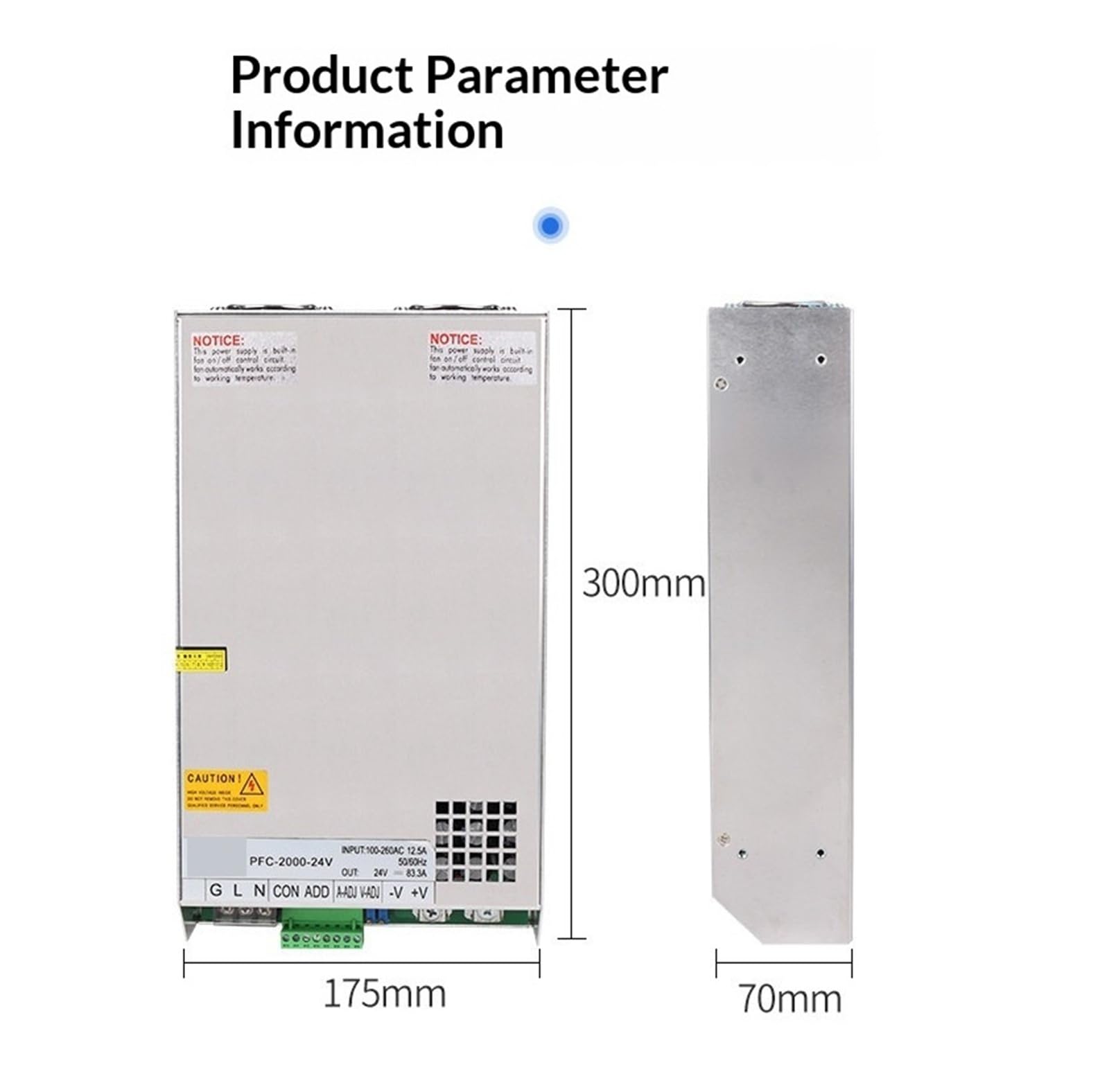 Zasilacz impulsowy o mocy 2 kW z PFC AC-DC 0–12 V do 220 V