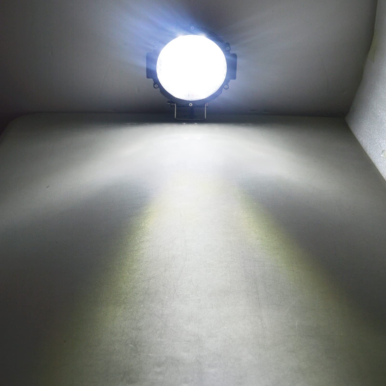 RIGIDON 5D Reflektory Robocze Led Okrągły, 7 Cali 51W Led Reflektory Samochodowe, Czarny | 12V 24V, 6000K Biały, wodoodporny, światło drogowe, światło jazdy do 4x4 Ciągnik samochodowy SUV ATV ATV ATV terenowy