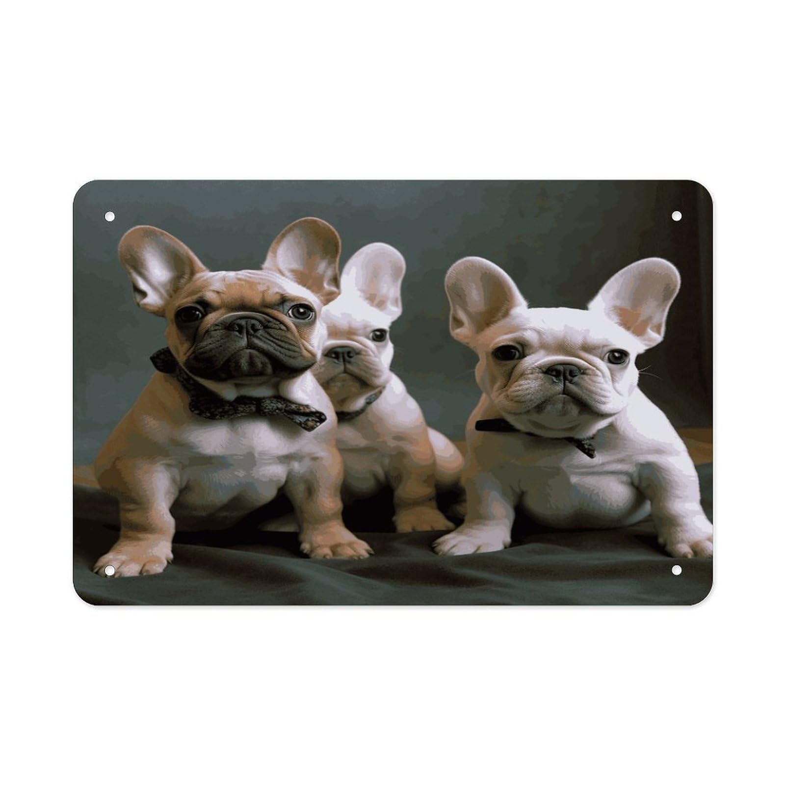 Fekiloot Style French Bulldog Puppies Metal Signs Wall Art Tin Sign