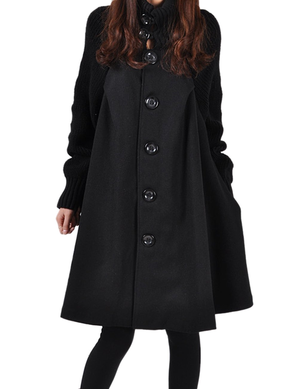 ジャケット・アウター sullen double button coat jacket Black Amazon.com: Sexyshine Women's Mid Long Length Single Breasted Cowl