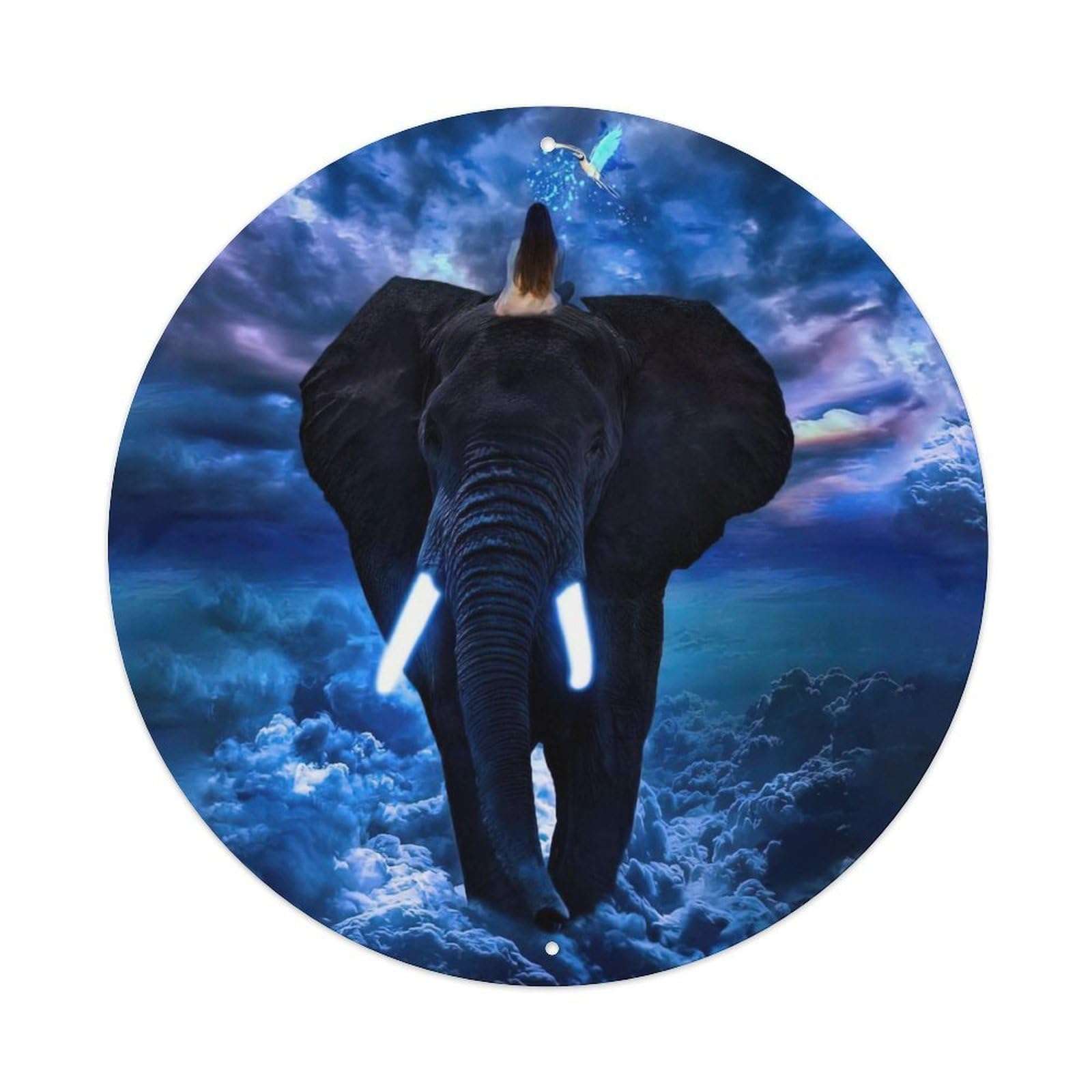 Animal Artwork Elephant on The Sea of Clouds Vintage Metal Tin Sign Plaque Wall Decor for Cafe, Club Bar, Office, Garden Metal Poster 8x8Inch