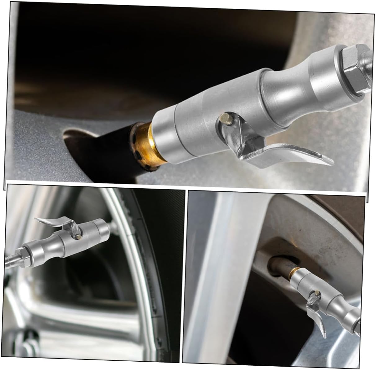 Self-Locking Air Chuck Tire Inflator Nozzle 2pcs Copper Quick Connect Locking Air Chuck for Automobile Tire Inflation with Matte Finish